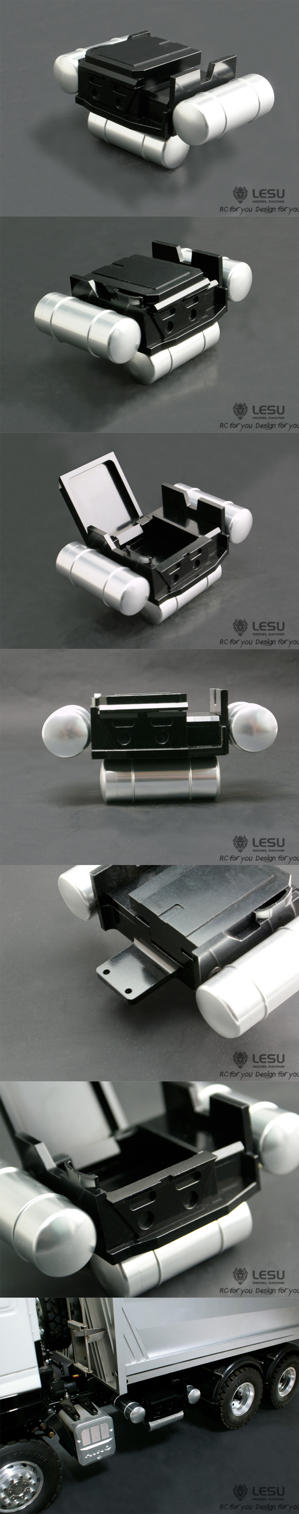 LESU G-6011-A 1/14 truck model simulation metal battery box gas tank Tiangong Gong tractor truck model upgrade modification - 26